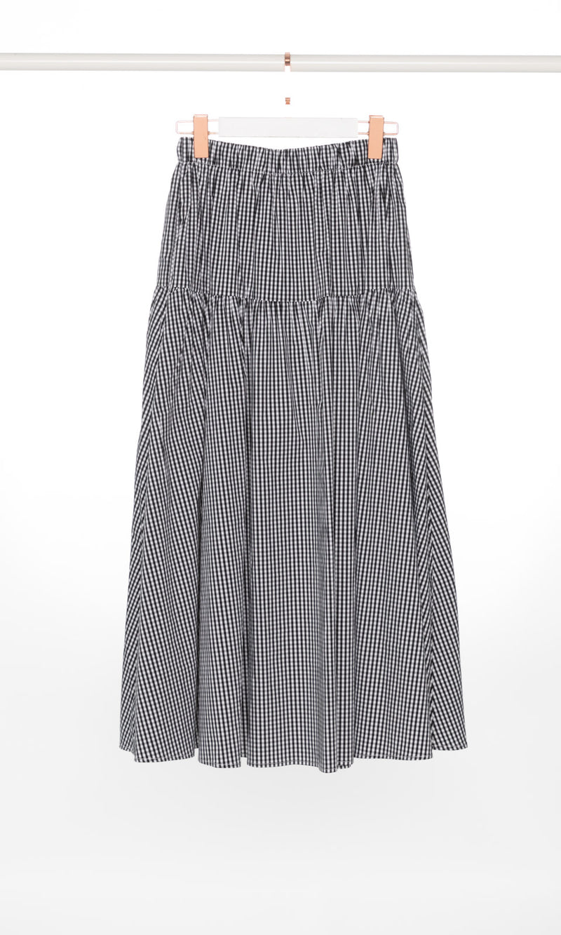 Small Checker Flare Maxi Skirt