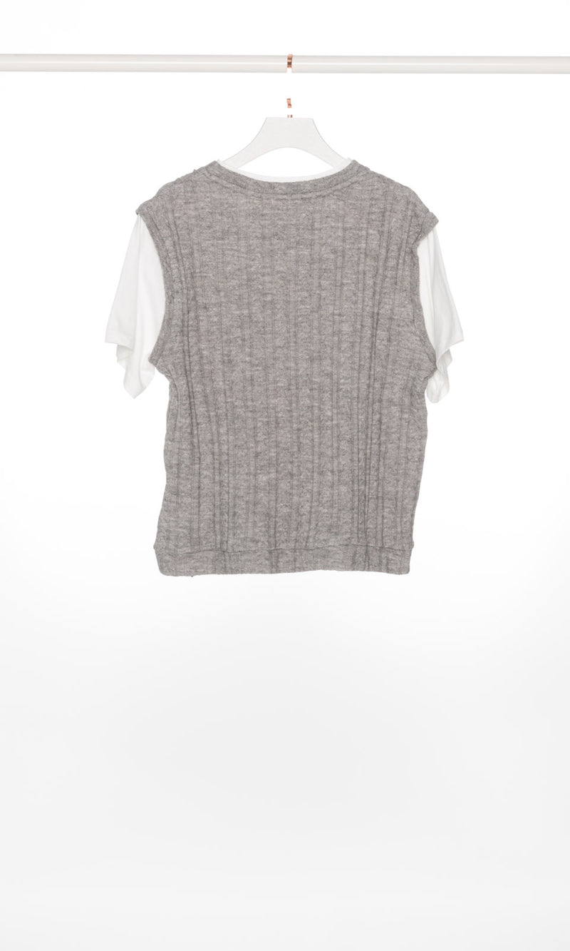 Knit Vest Short Sleeves T-shirt