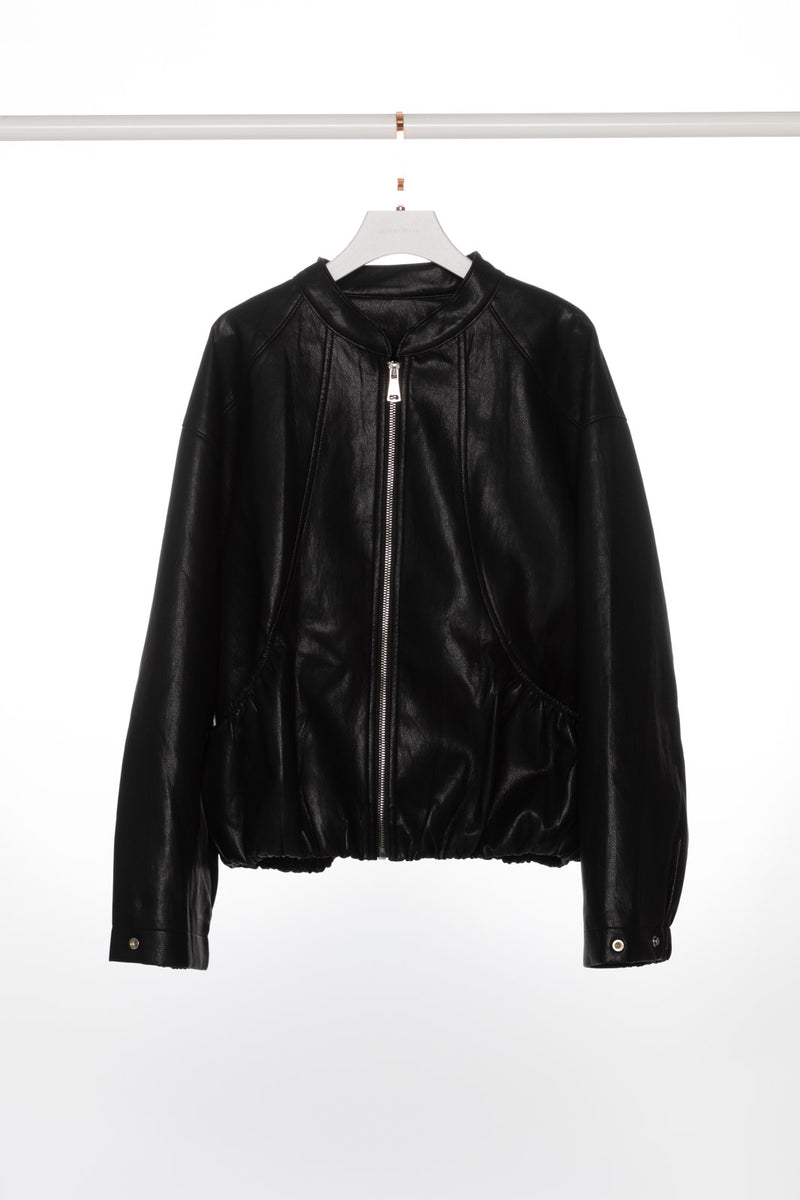 Zip Up Bomber Leather Jacket