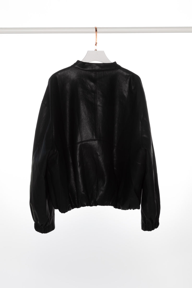 Zip Up Bomber Leather Jacket