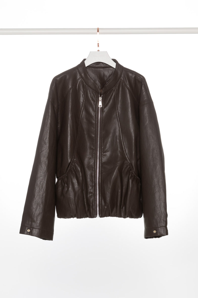 Zip Up Bomber Leather Jacket