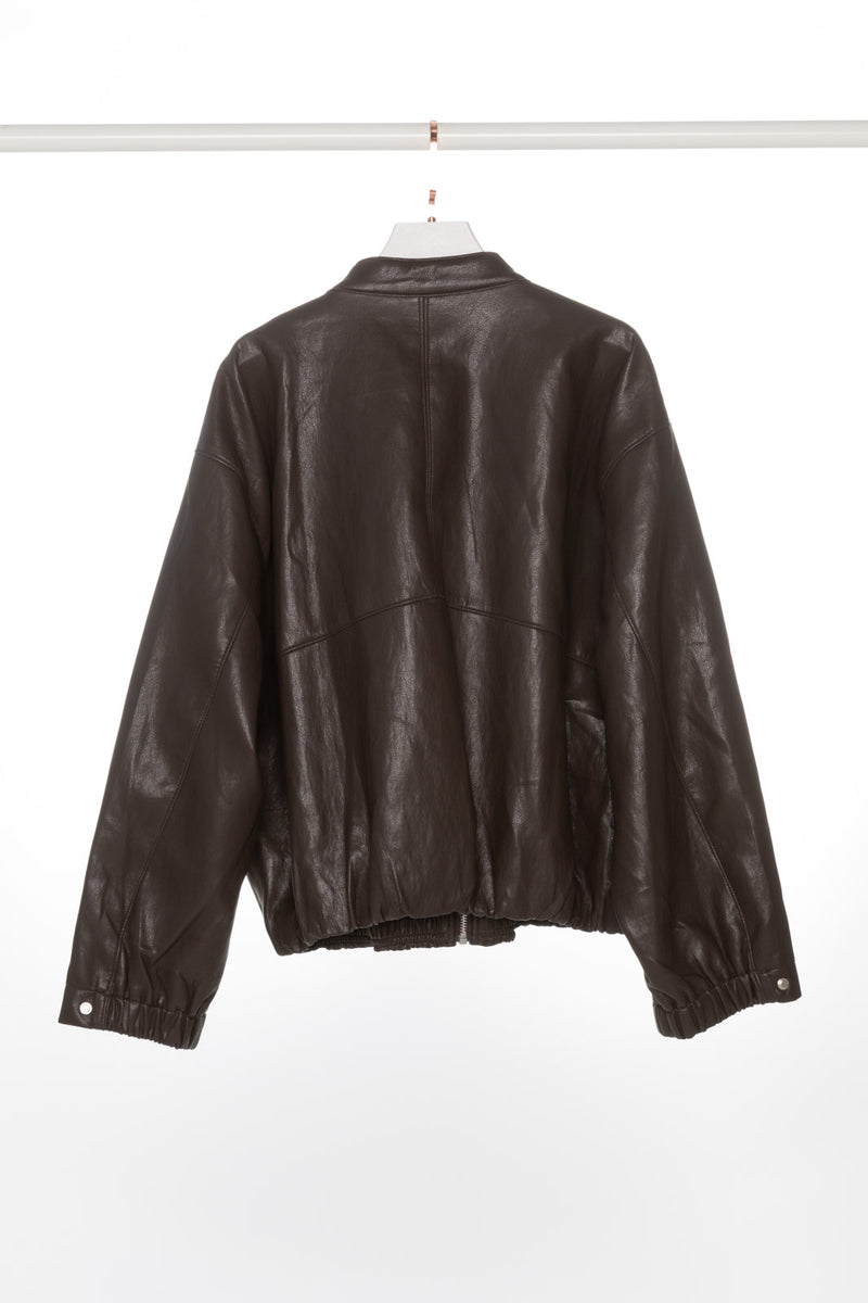 Zip Up Bomber Leather Jacket