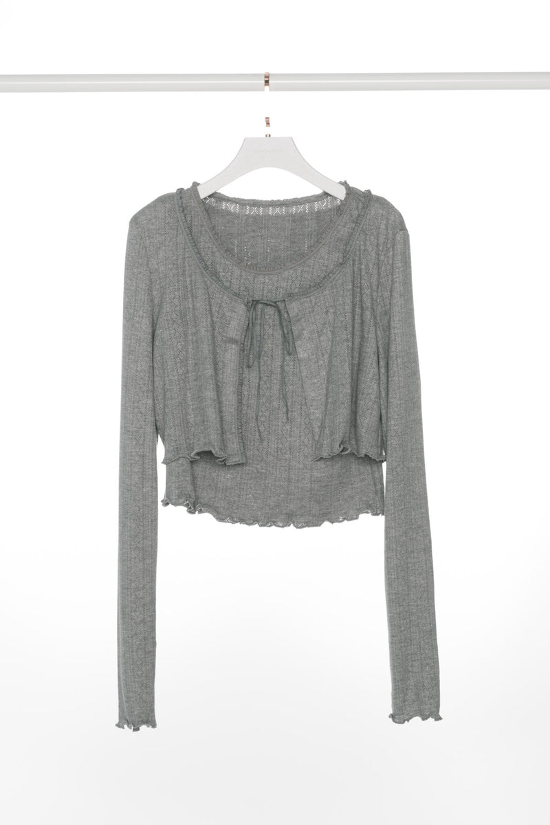 Ruffle Edges Tank and Crop Cardigan Set