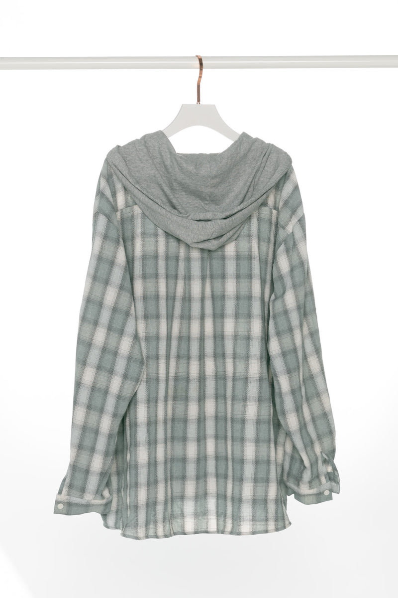 Oversized Checker Shirt with Hood