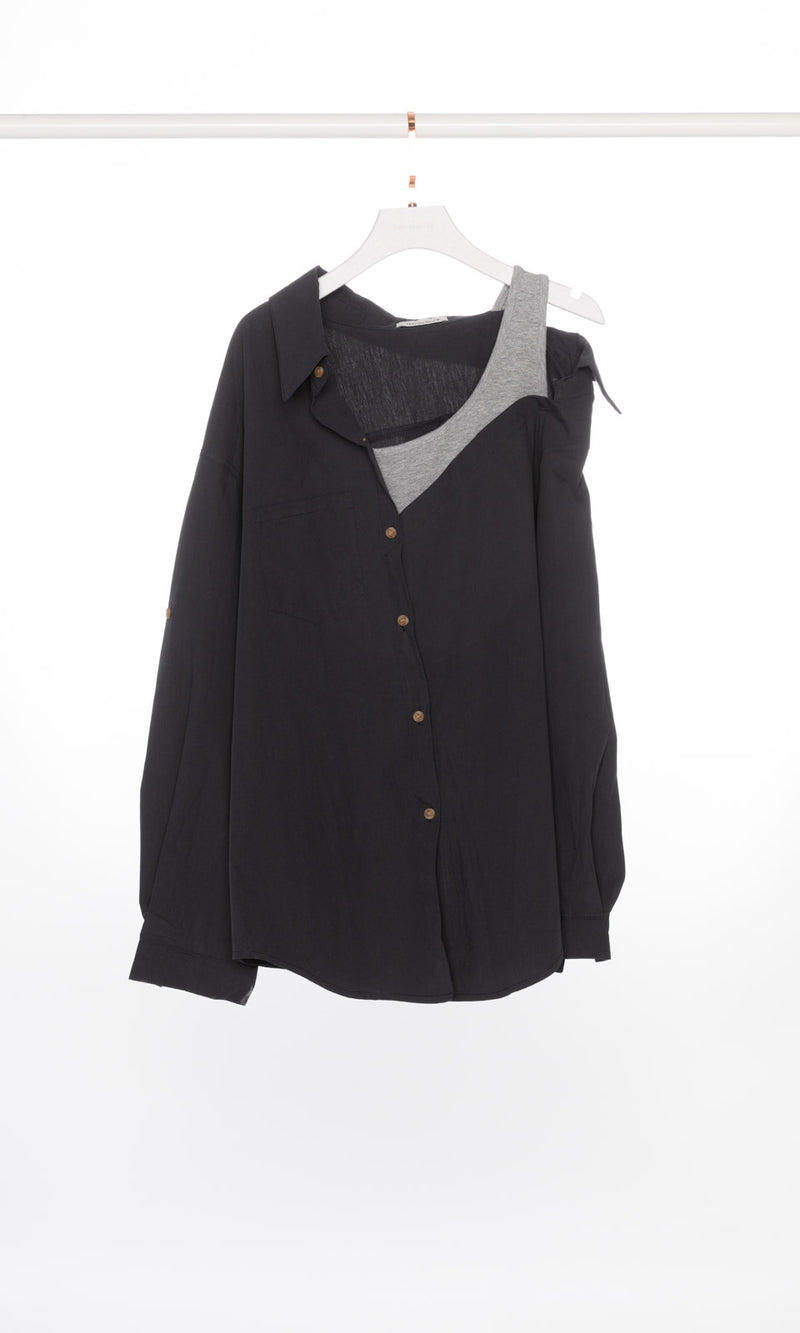 Drop Shoulder Shirt with Tank Strap