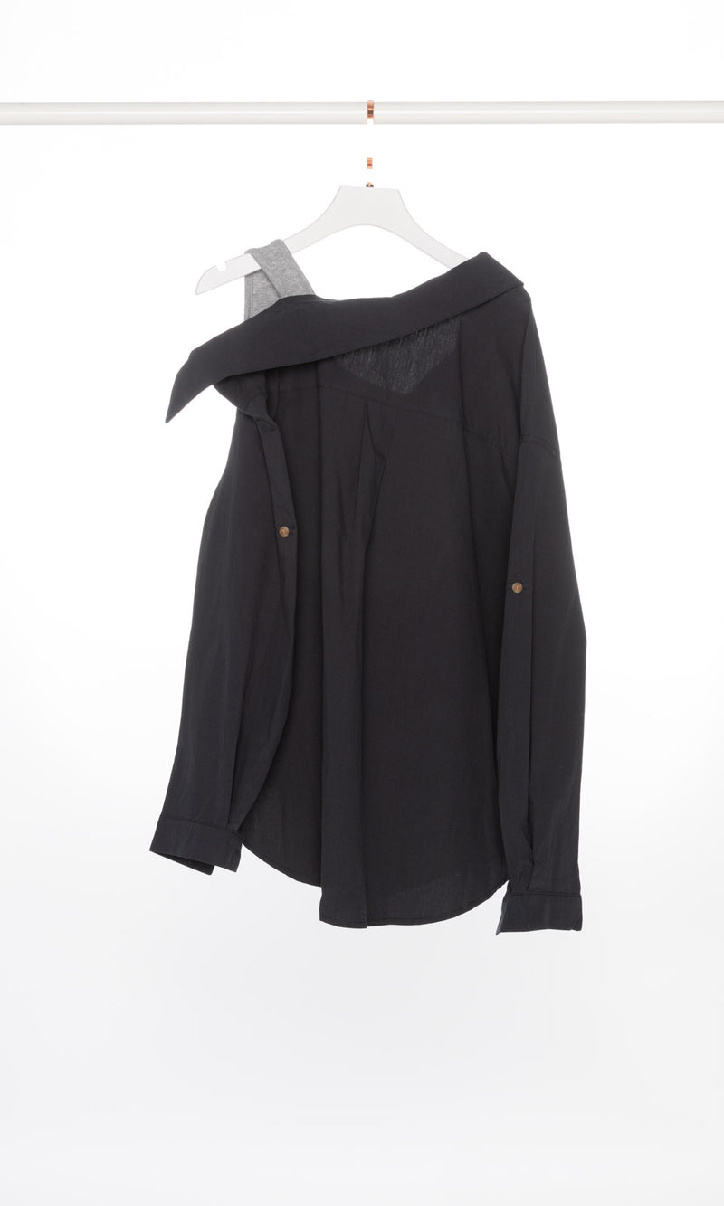 Drop Shoulder Shirt with Tank Strap
