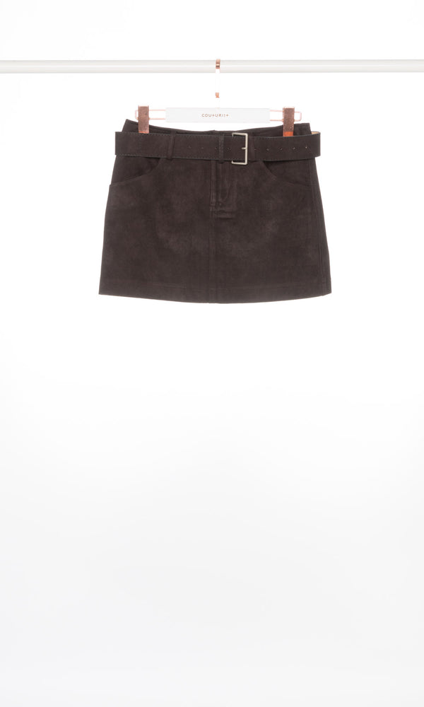 Suede Mini Skirt with Belt