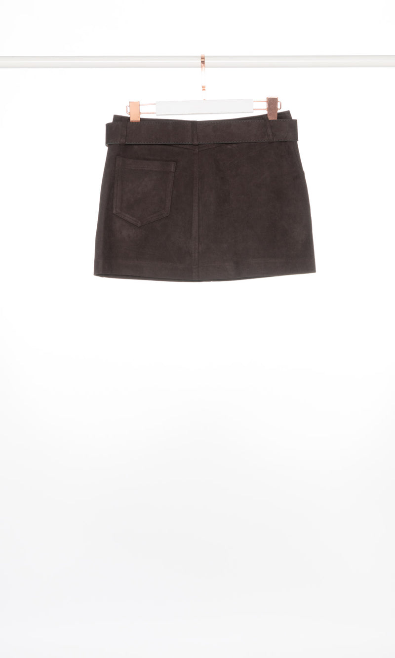 Suede Mini Skirt with Belt