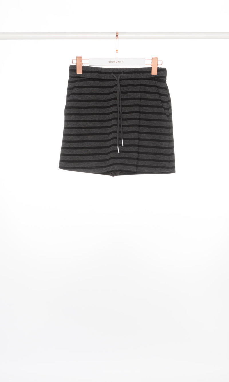 Stripe Mini Skirt with Drawstring