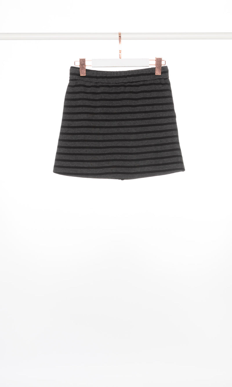 Stripe Mini Skirt with Drawstring