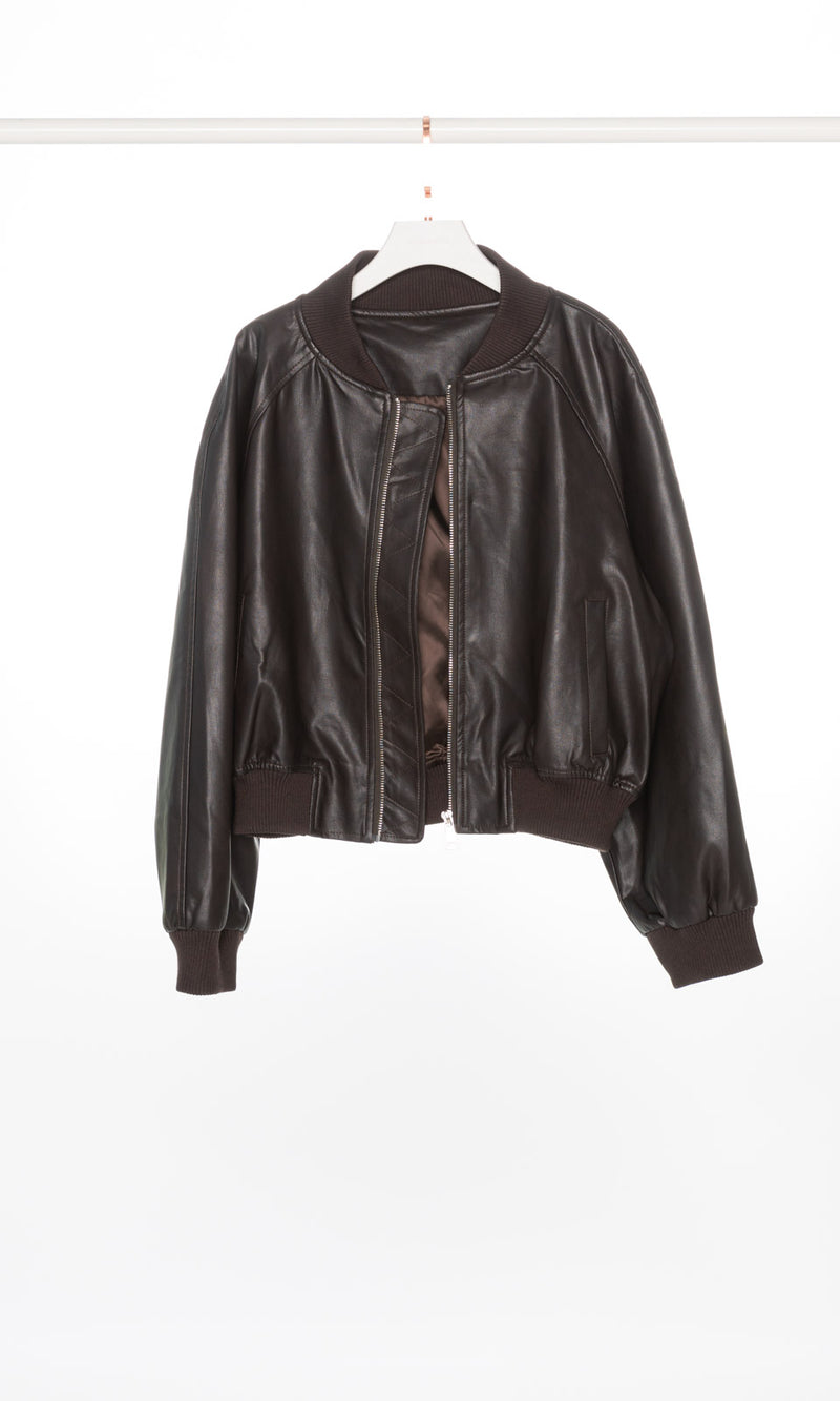 Oversized Zip-up Bomber Crop Jacket