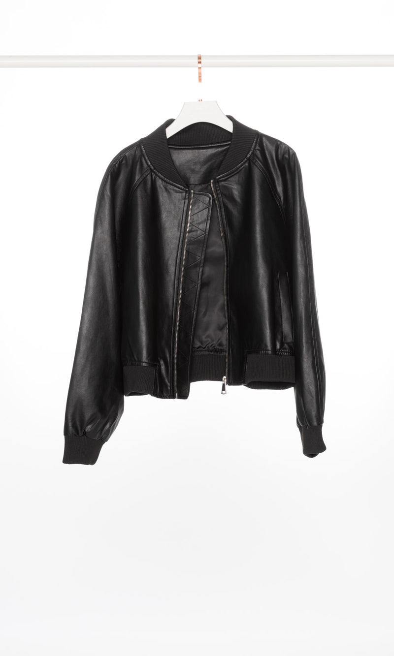 Oversized Zip-up Bomber Crop Jacket