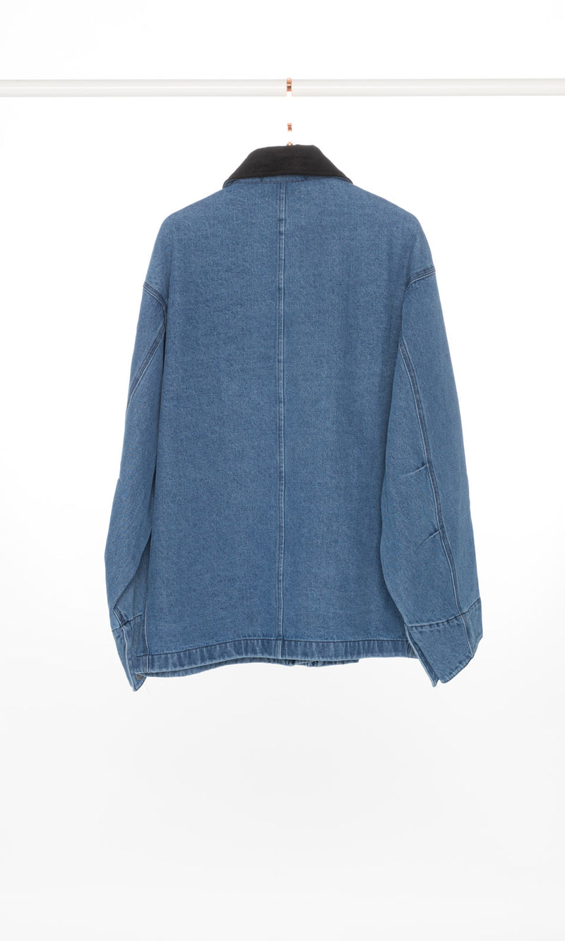 Black Collar Denim Workwear Jacket