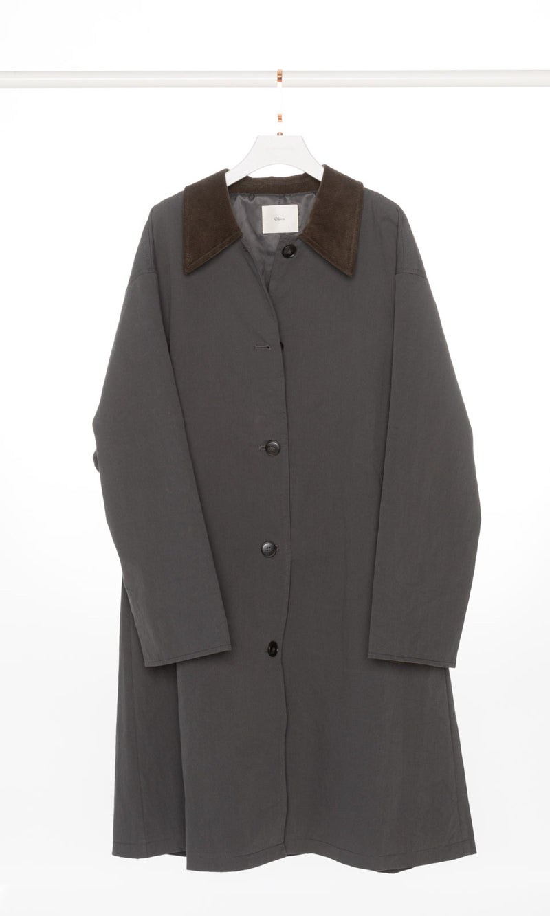 Corduroy Collar Single Breasted Trench Jacket