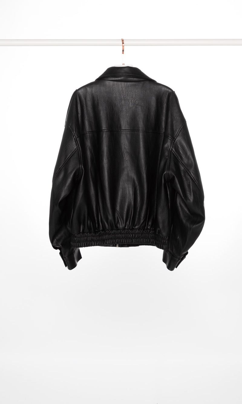 Oversized Faux Leather Motor Jacket