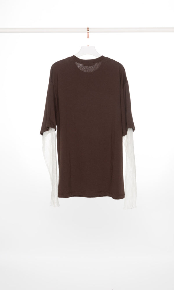 Dogs Print Oversized T-shirt with Lace Sleeves