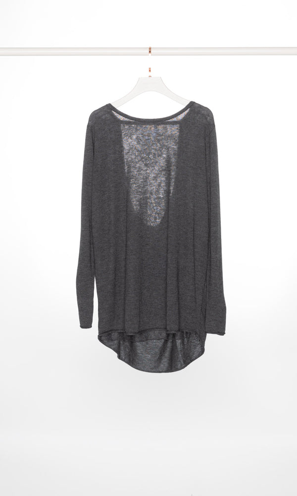 Back Lace Panel Long Sleeves Sweater