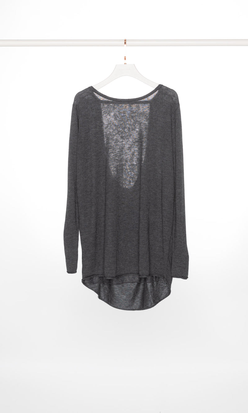 Back Lace Panel Long Sleeves Sweater