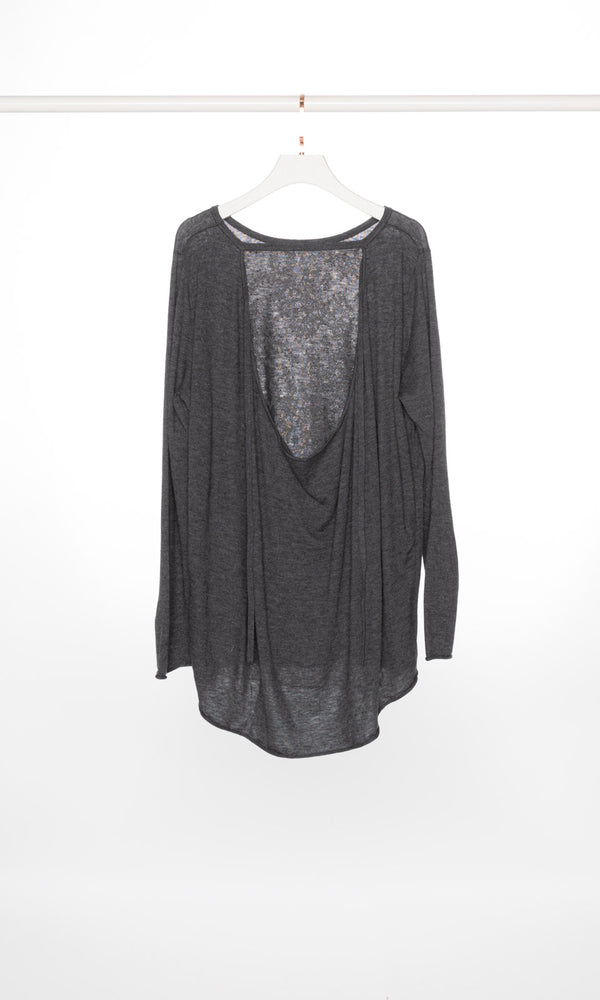 Back Lace Panel Long Sleeves Sweater
