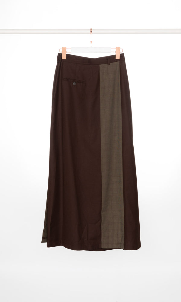 Checker Panel Wrap Around Maxi Skirt
