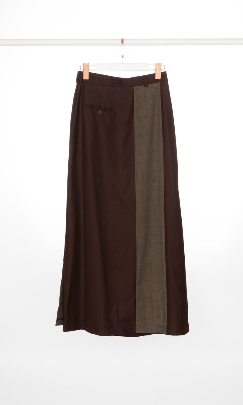 Checker Panel Wrap Around Maxi Skirt