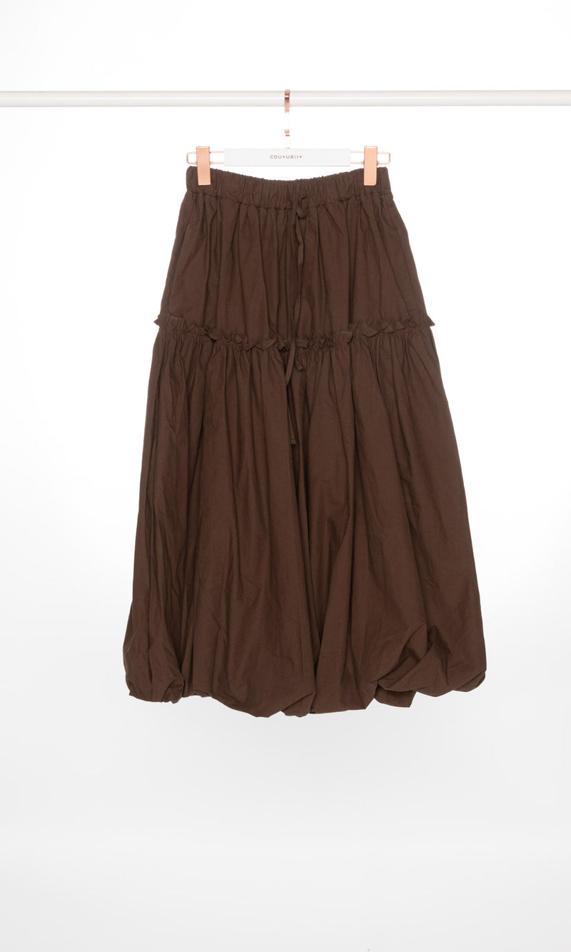 Ruffle Trim Puffy Maxi Skirt