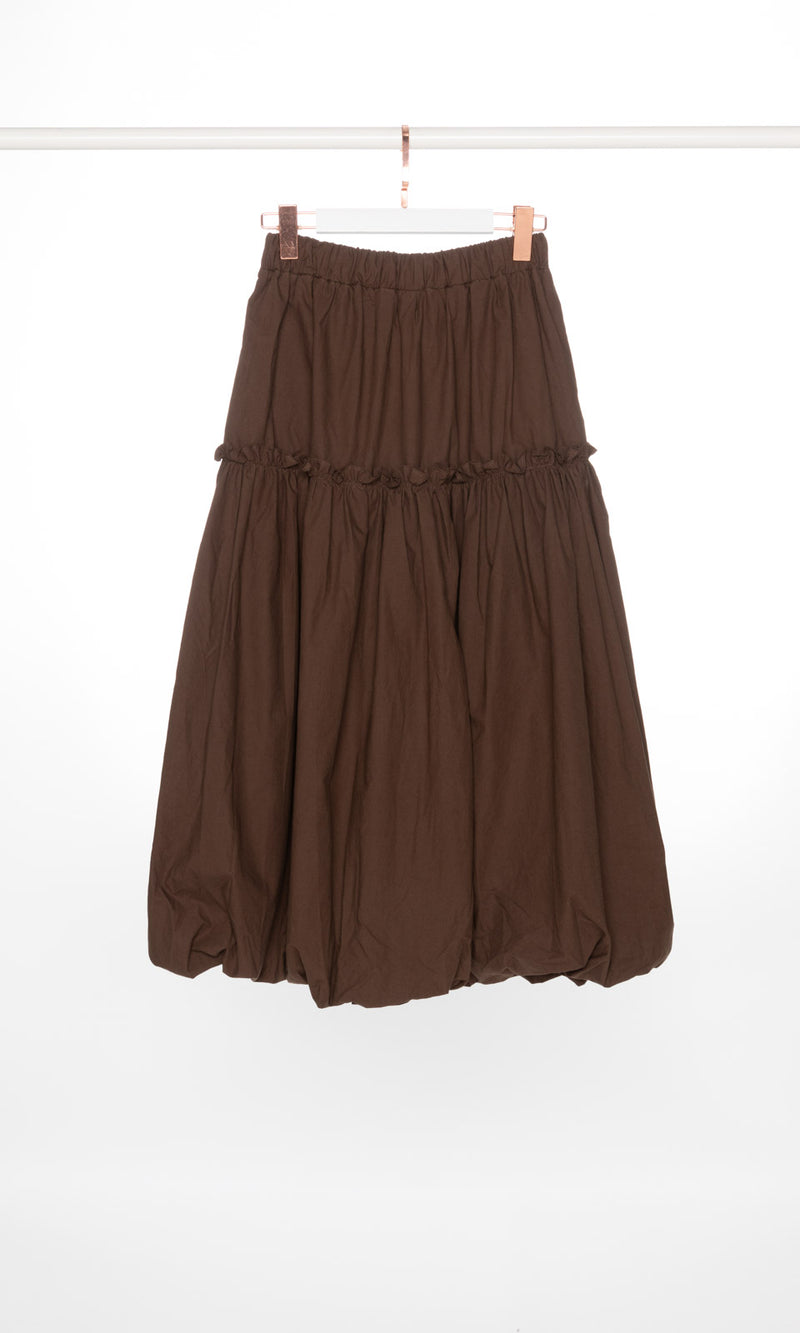 Ruffle Trim Puffy Maxi Skirt