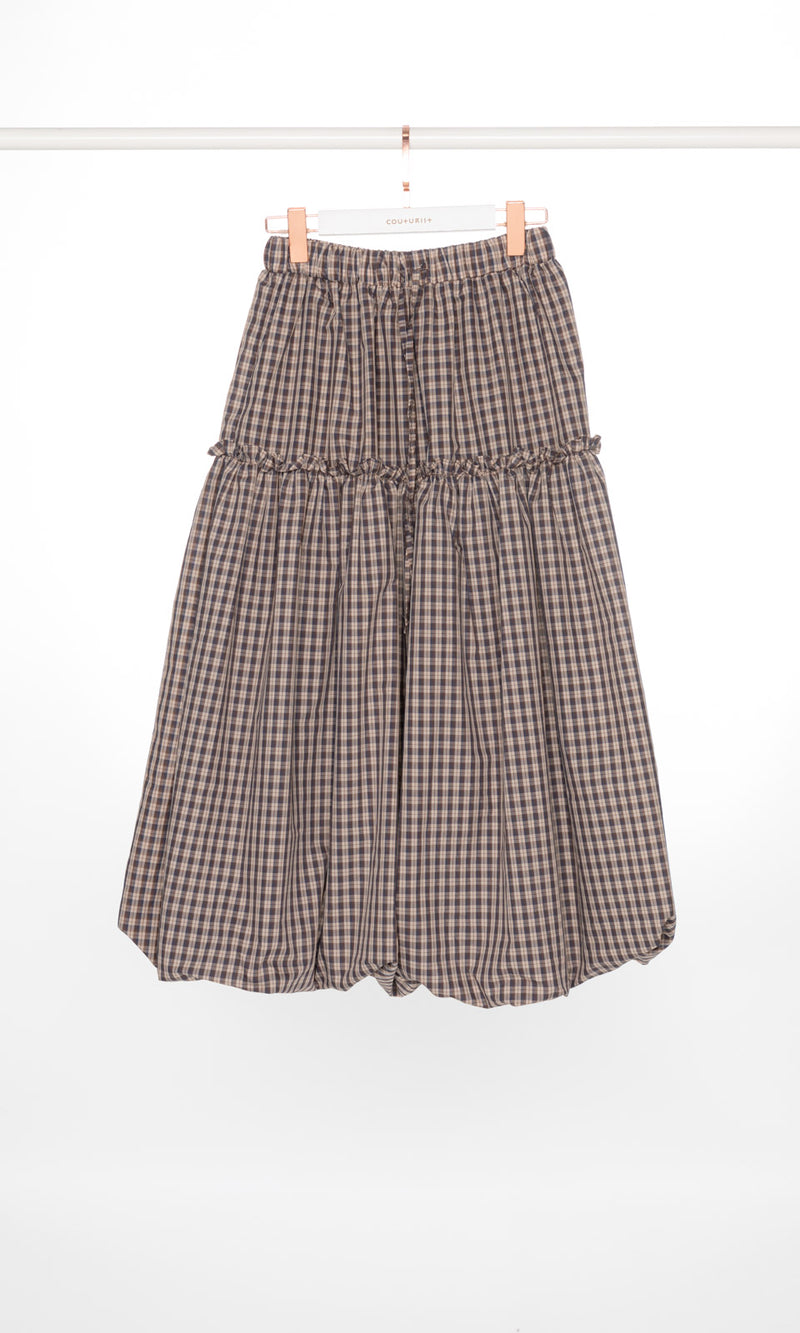 Ruffle Trim Puffy Maxi Skirt