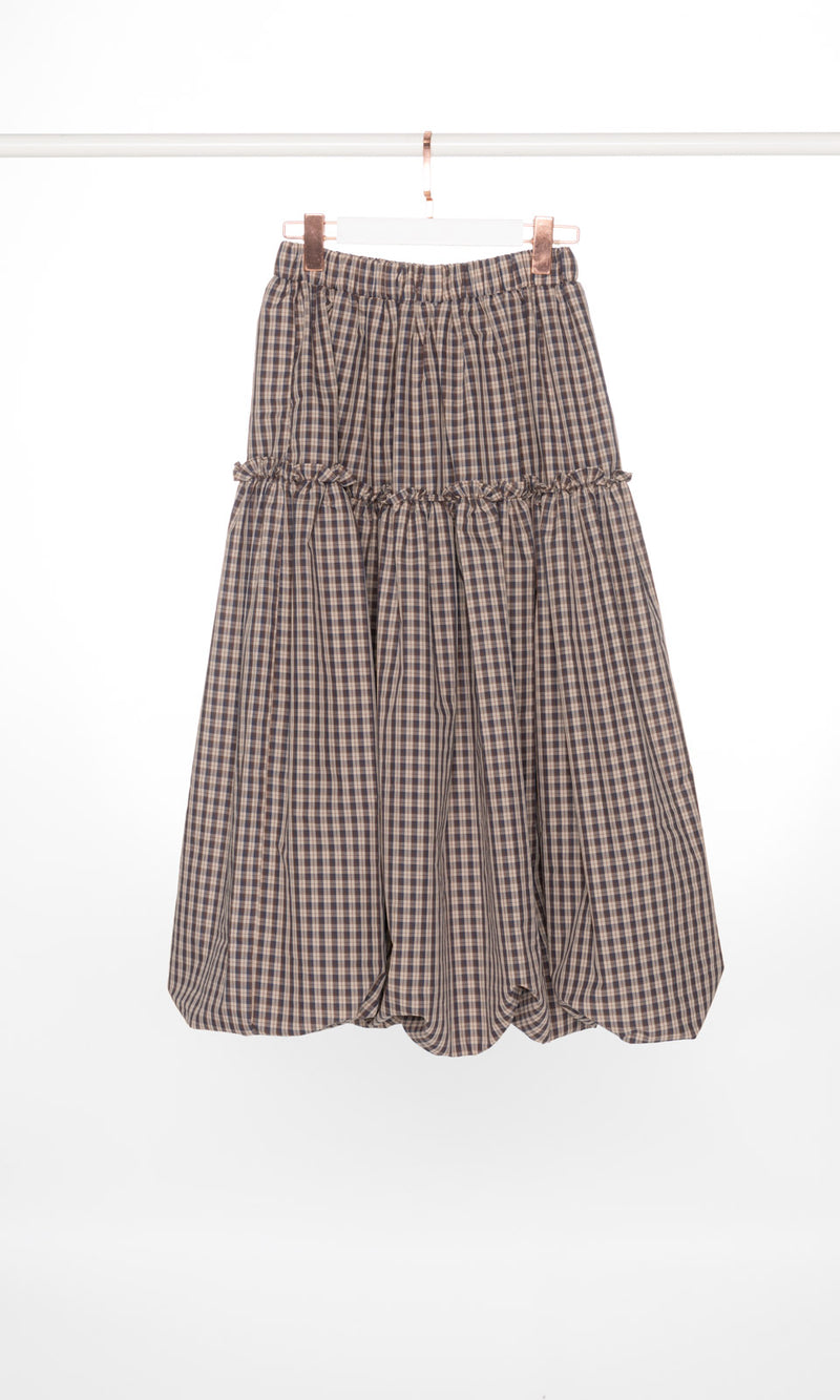 Ruffle Trim Puffy Maxi Skirt