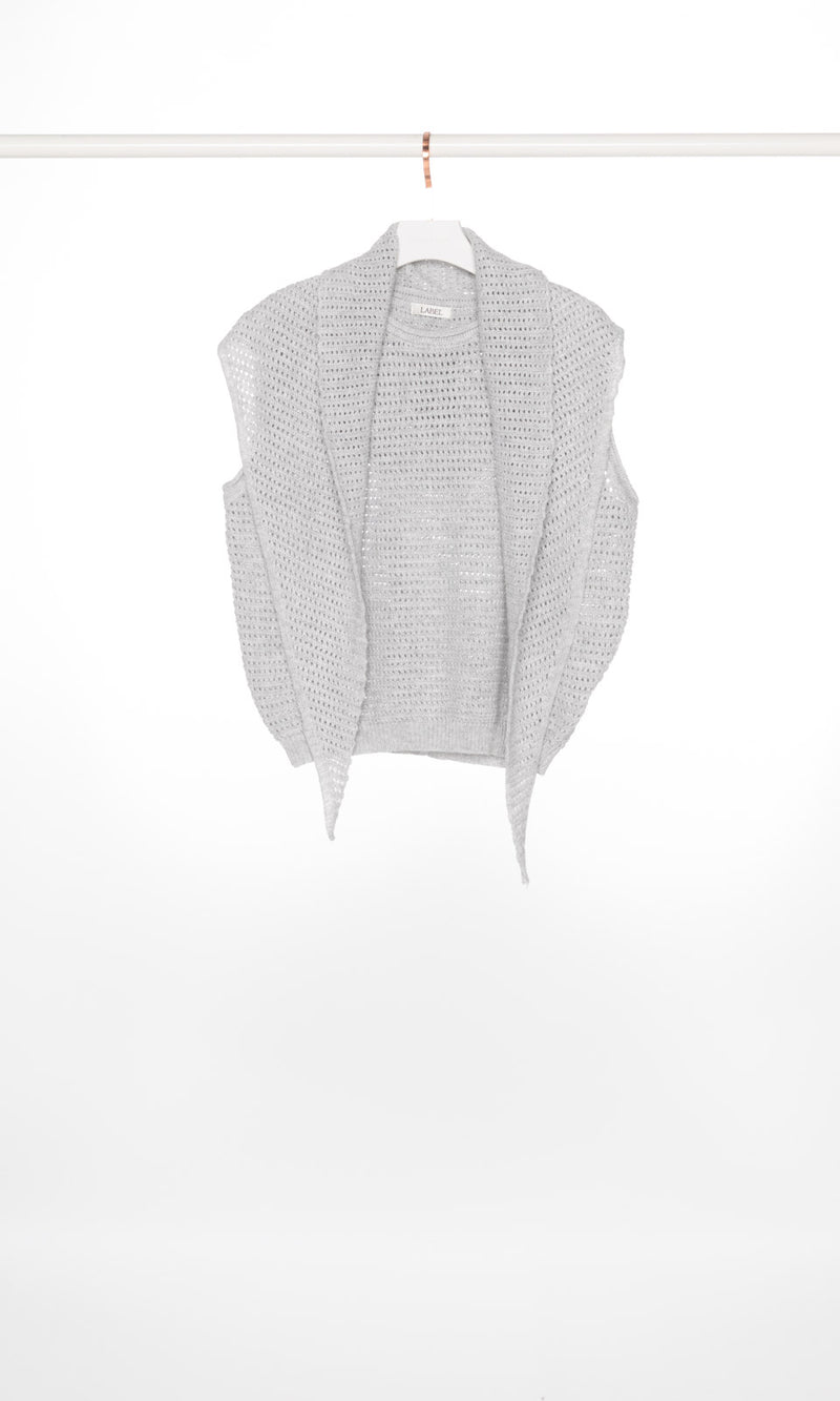 Mesh Knit Vest with Scarf