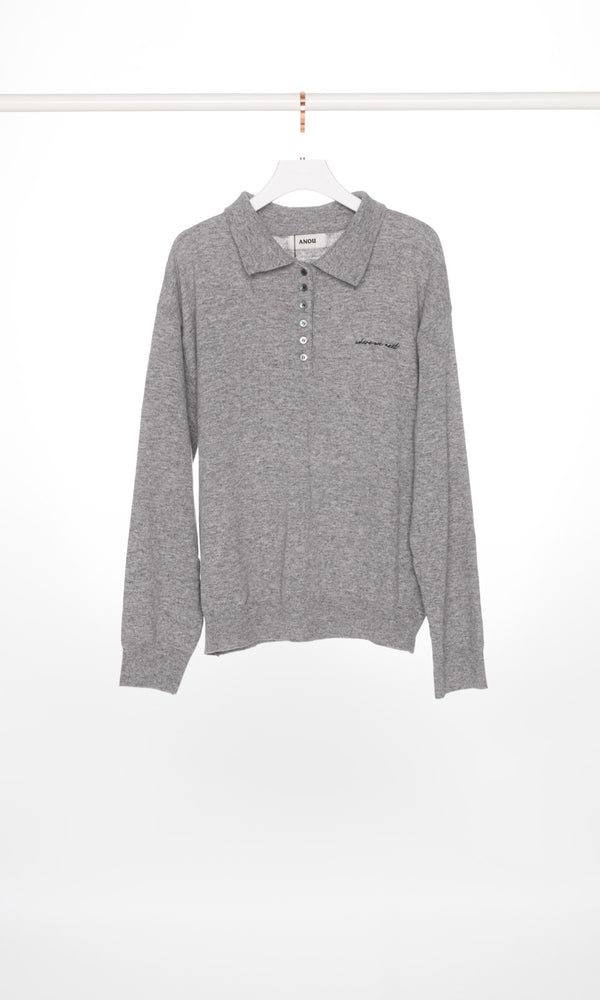 Wool Knit Polo Sweater