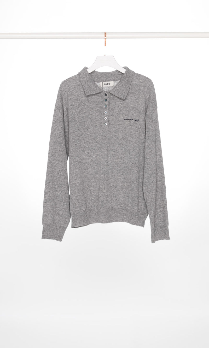 Wool Knit Polo Sweater