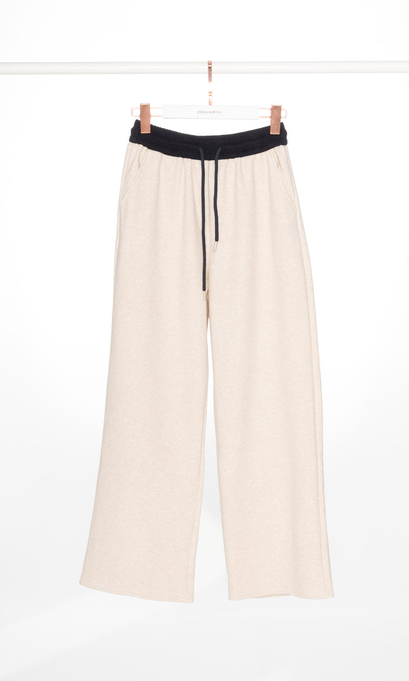 Contrasting Waistband Soft Fleece Sweatpants