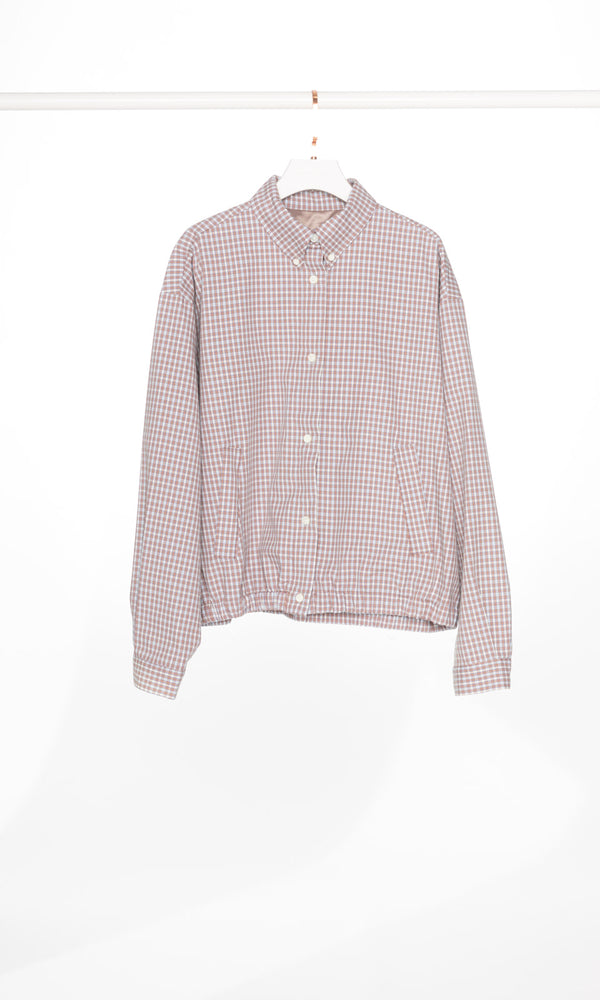 Brown and Blue Button Up Utility Jacket