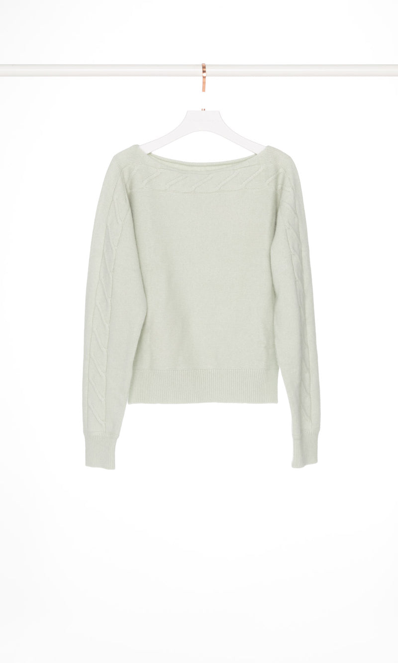 Cable Knit Boat Neck Sweater