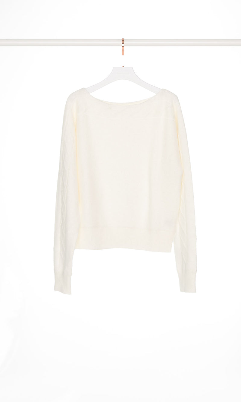 Cable Knit Boat Neck Sweater
