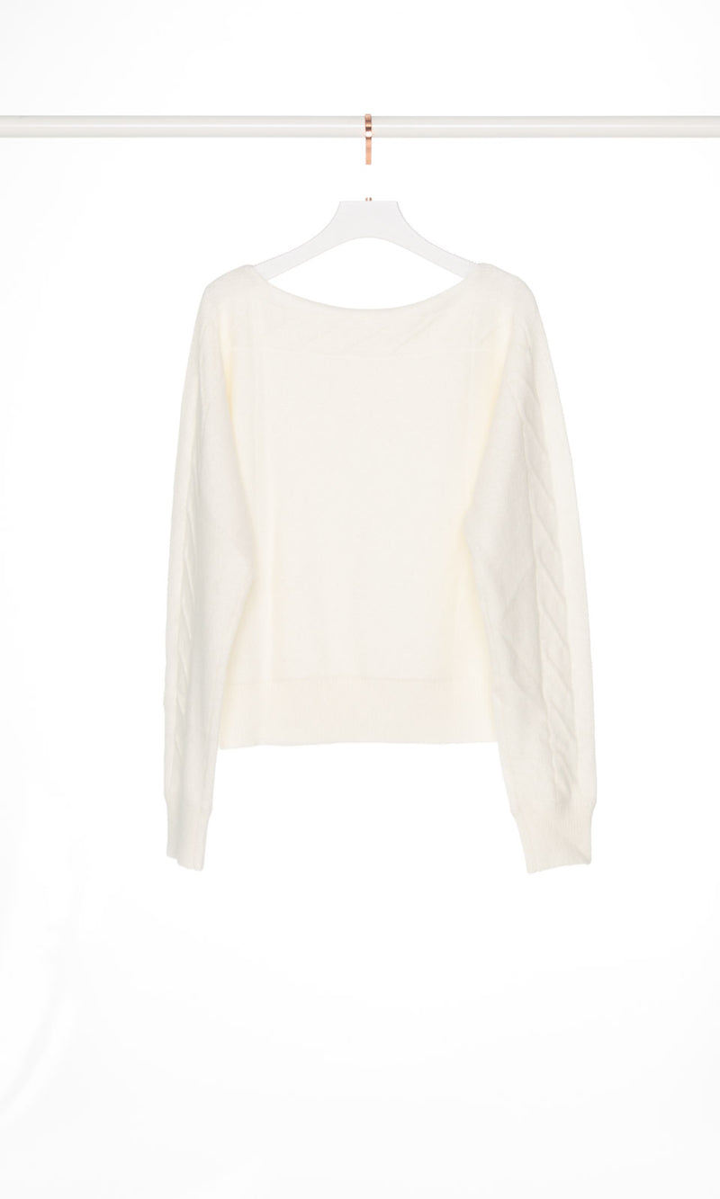 Cable Knit Boat Neck Sweater