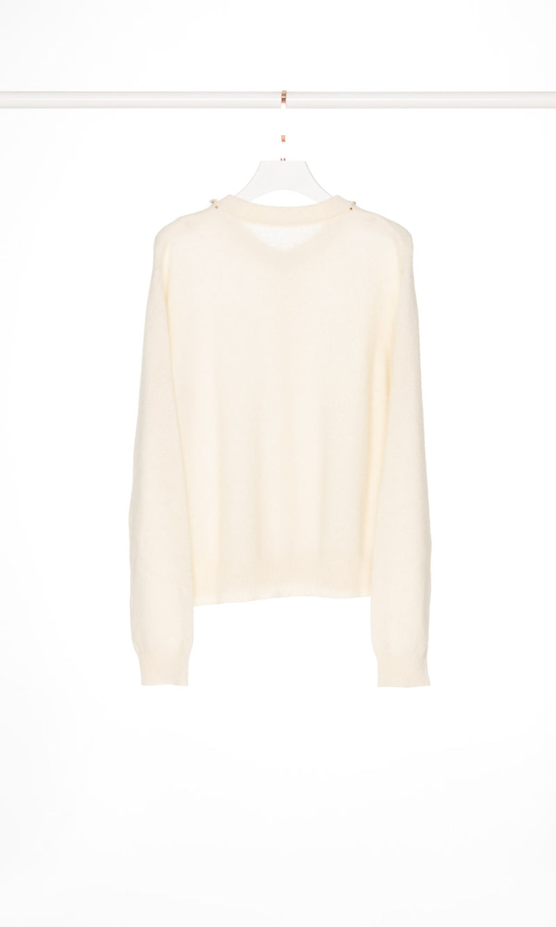 Beads Neckline Button Up Cardigan