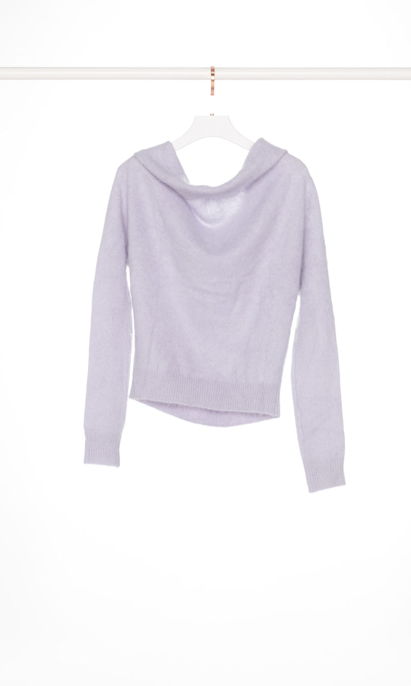 Fold Over Off Shoulder Wool Sweater