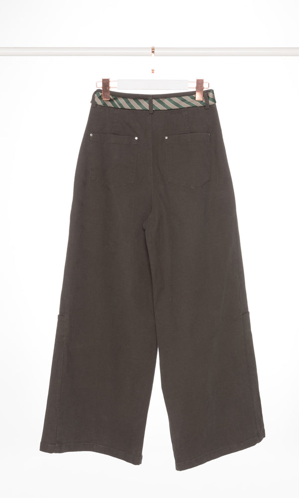 Front Pleated Super Wide Leg Pants with Scarf Belt