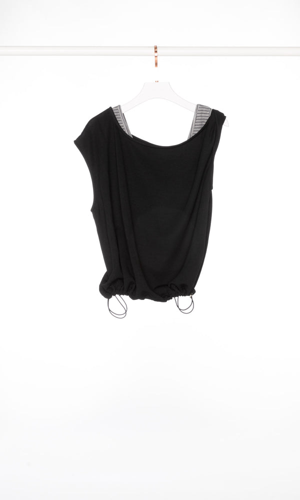 トップス PERVERZE 24SS Off Strap Layered Tank Top Sleeveless Layered Tank Top with Adjustable Straps