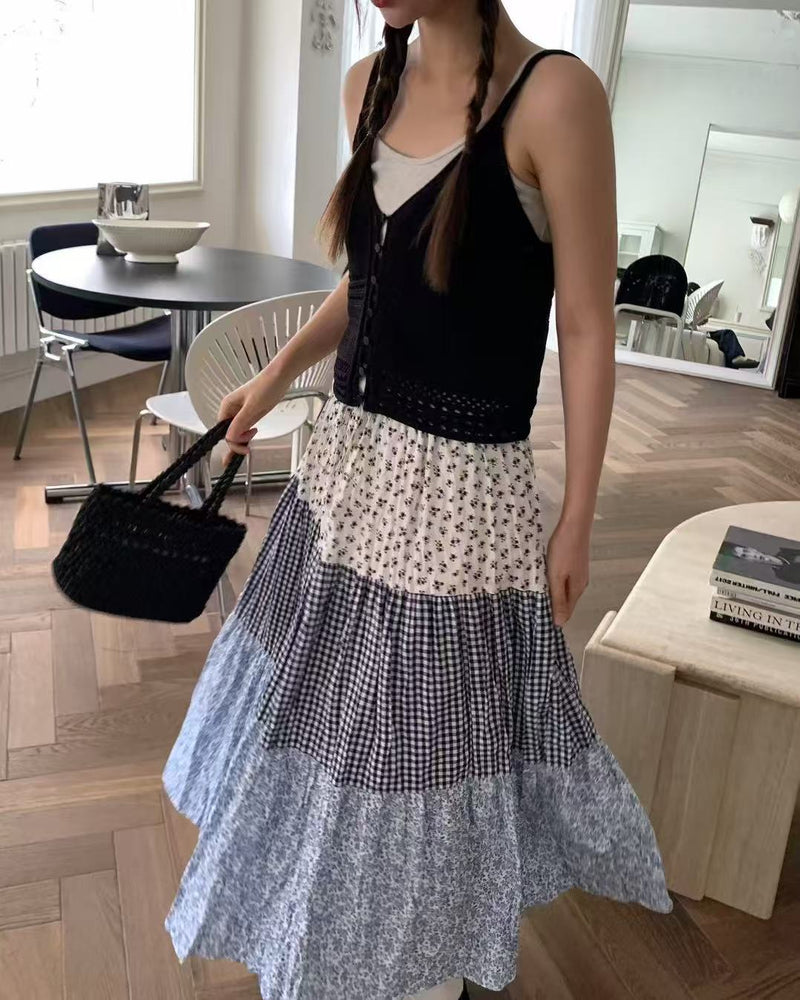 Floral Panels Maxi Skirt