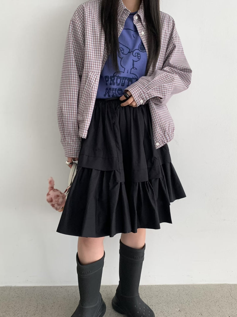 Brown and Blue Button Up Utility Jacket
