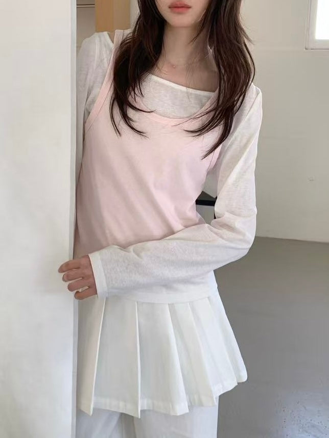 Two Layered Tank and Long Sleeves Top Set | Couturist
