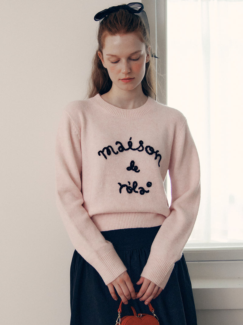 Maison De Rola Embroidery Knit Pink