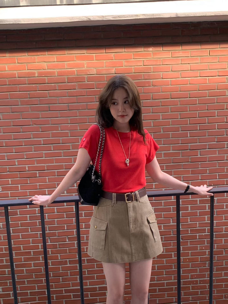 Contrasting Suede Leather Bucket Bag