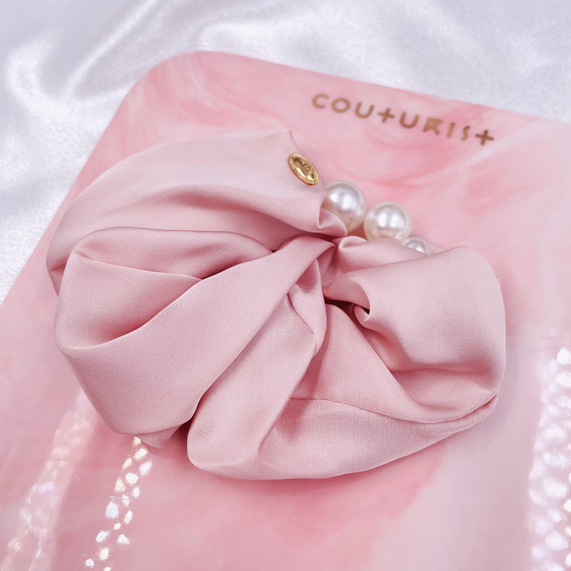 Pearl Chain Satin Scrunchie