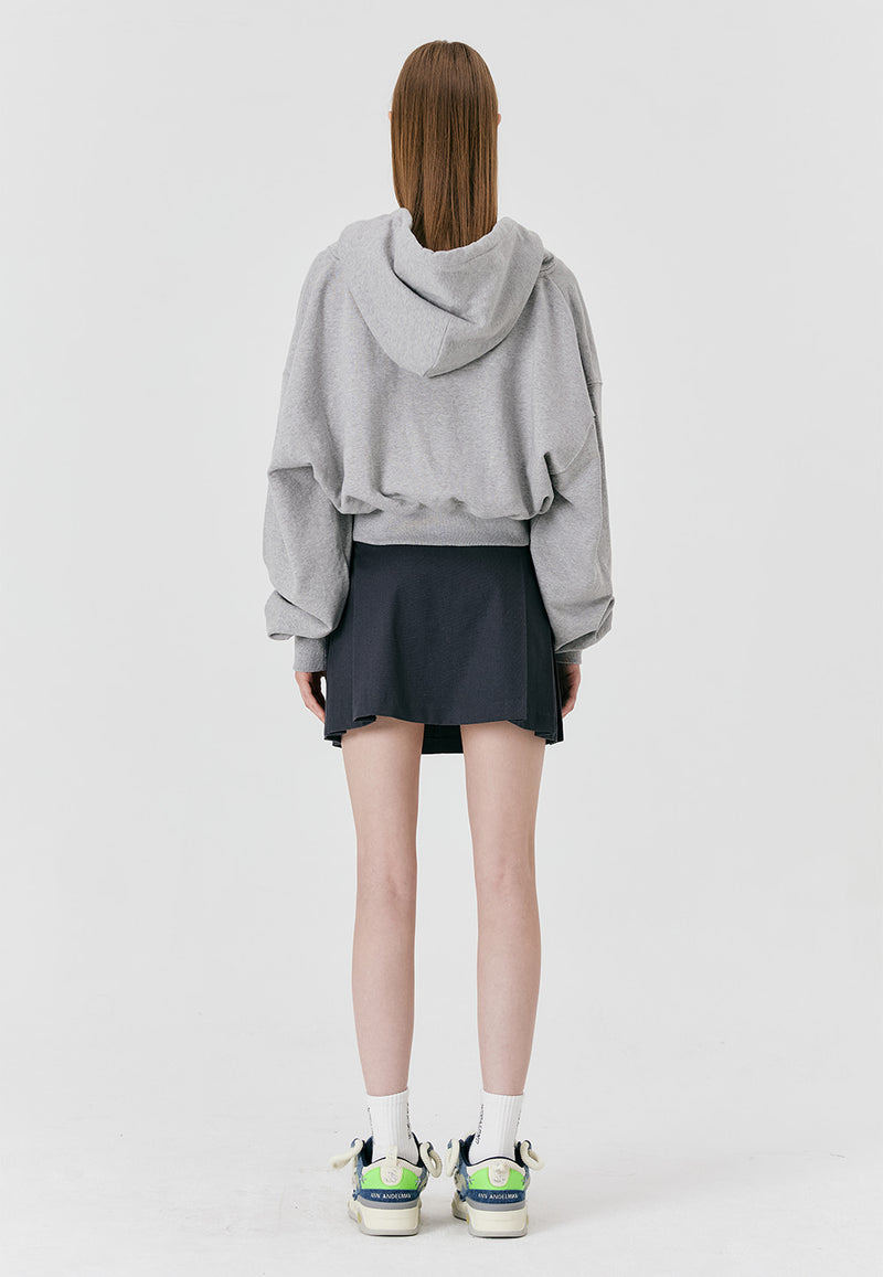 Signature Crop Hood Zip-up Grey