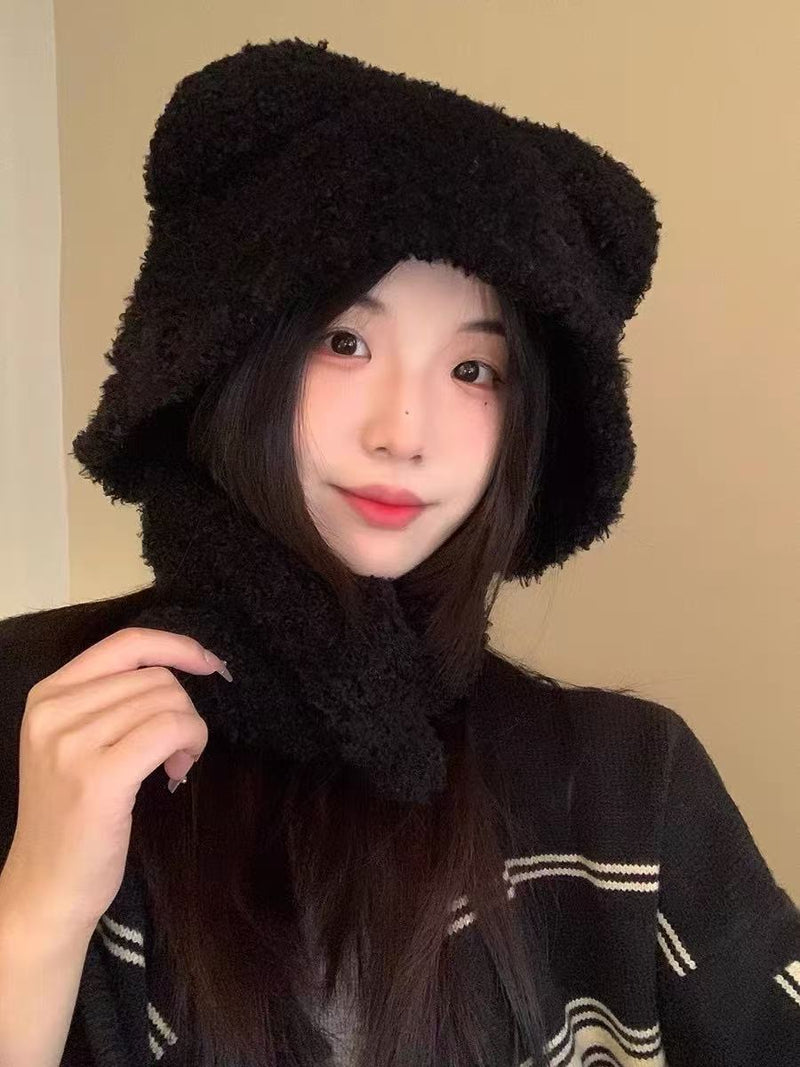 Bear Ears Knit Hat with Scarf