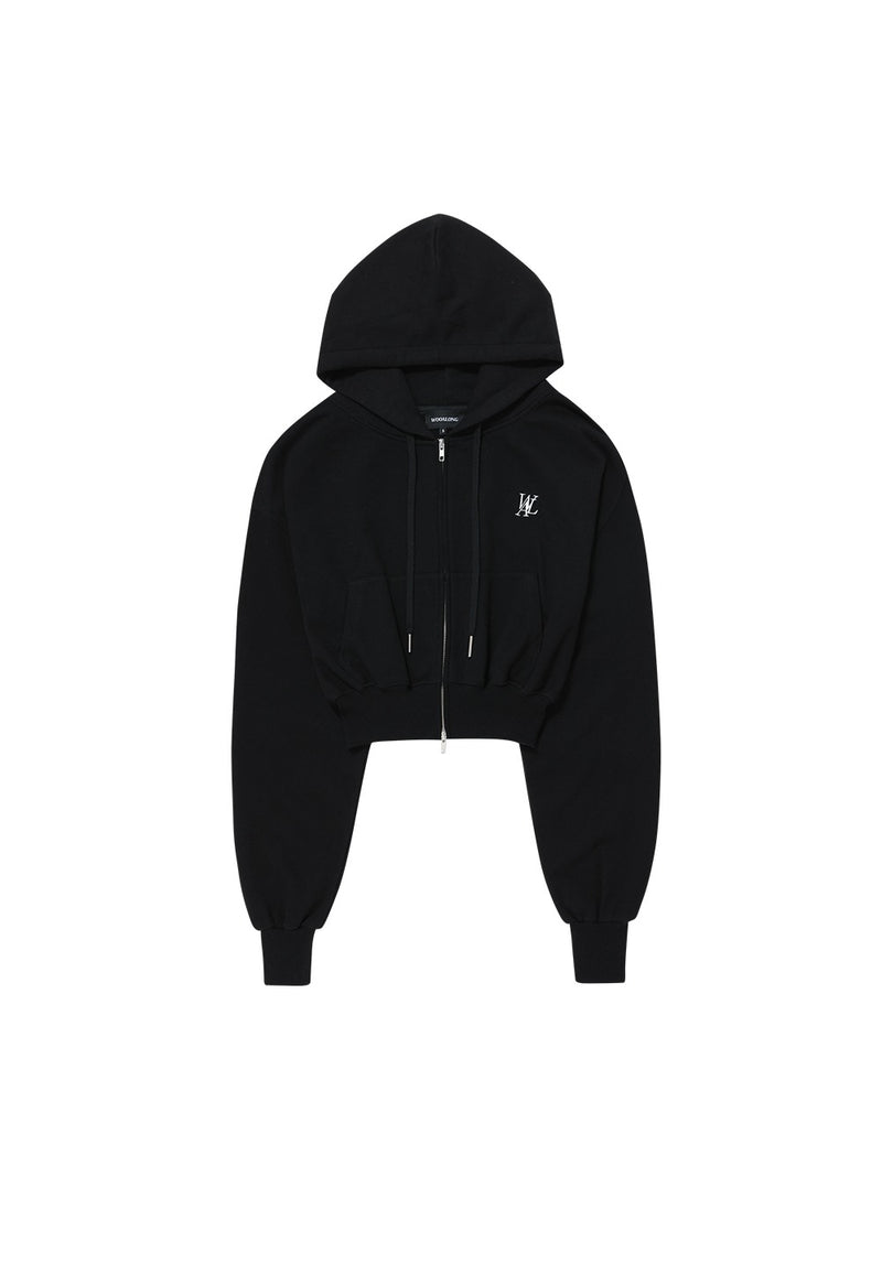 Signature Crop Hood Zip-up Black